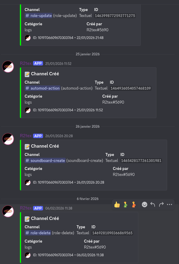 Création automatique des channels de logs par le bot à l'initialisation du serveur